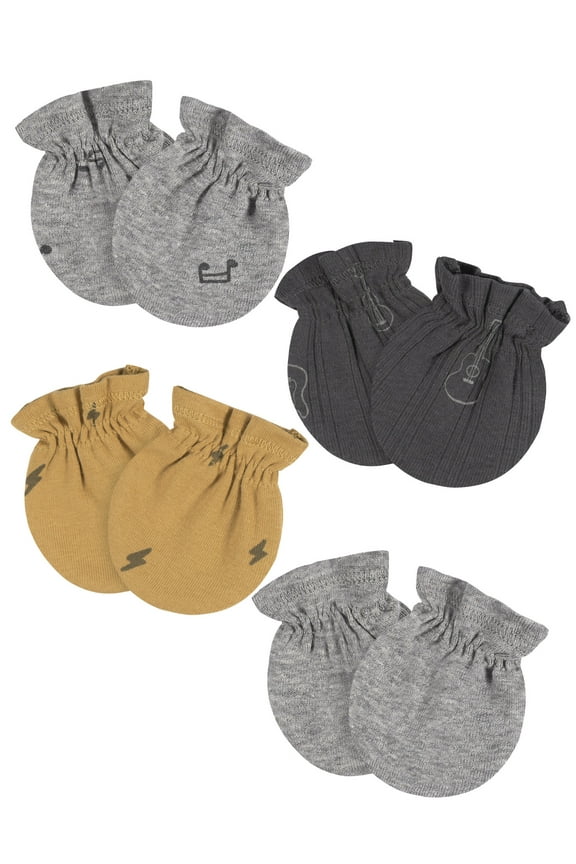 Baby Boy or Girl Unisex Mittens, 4-Pack, Sizes 0-3 Months