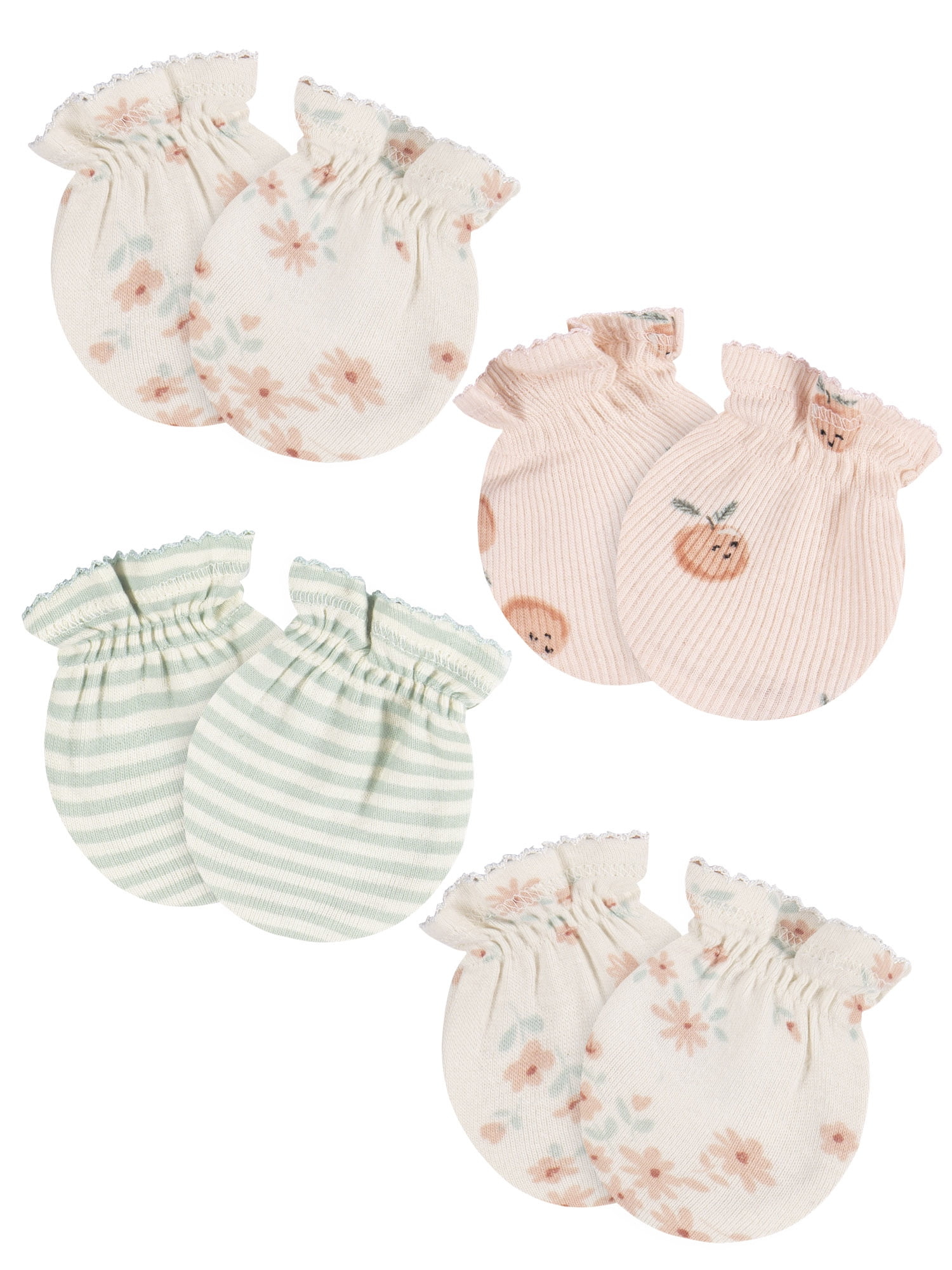 Gerber Baby Boy or Girl Unisex Mittens, 4-Pack, Sizes 0-3 Months