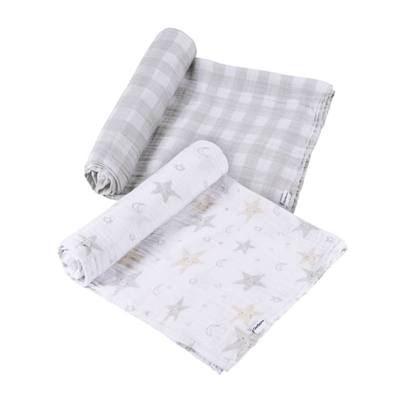 Gerber Baby Boy or Girl Unisex Muslins Swaddle Blanket, 2-Pack, Celestial