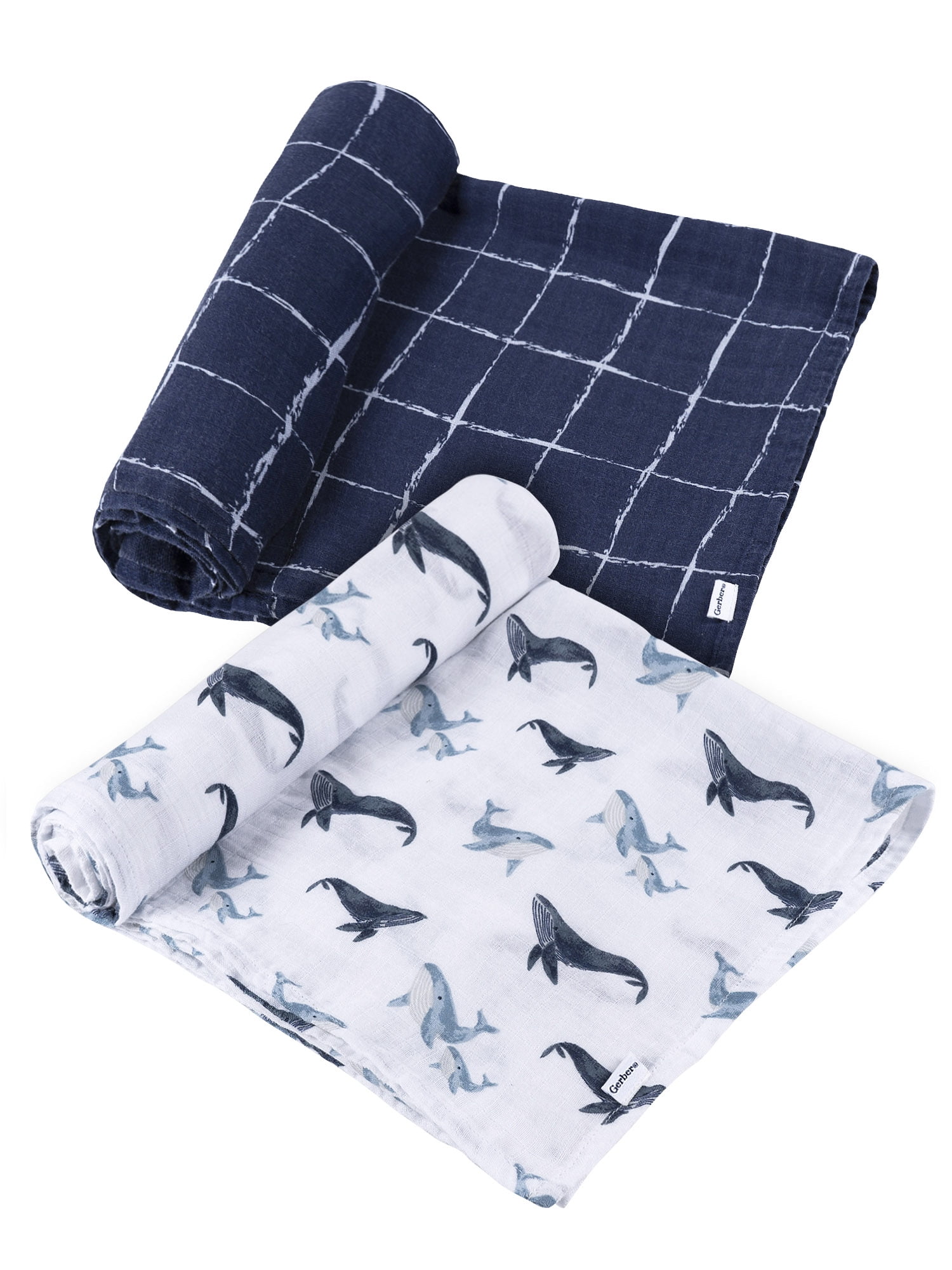 Gerber Baby Boy or Girl Unisex Muslins Swaddle Blanket 2 Pack Coastal Calm