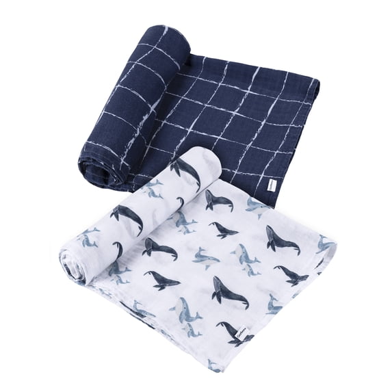 Gerber Baby Boy or Girl Unisex Muslins Swaddle Blanket, 2-Pack, Coastal Calm