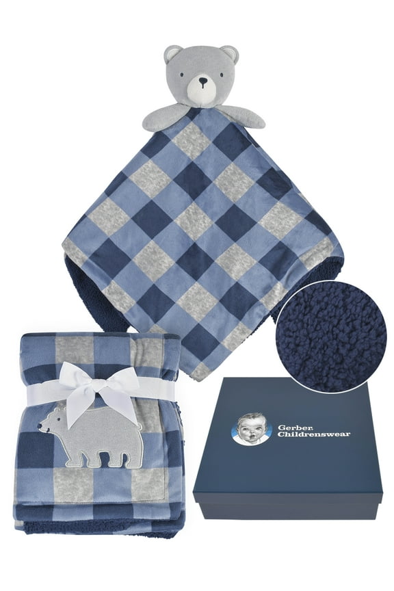 Baby Boy or Girl Unisex Super Soft Plush Blanket & XL Security Blanket Set with Gift Box, 2-Piece