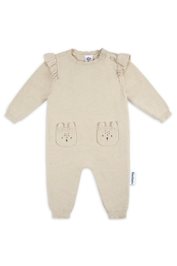Baby Boy or Girl Unisex Sweater Knit Romper, Sizes 0/3-24 Months
