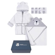 Gerber Baby Boy or Girl Unisex Velour Hooded Towel, Robe, & Washcloths Baby Shower Gift Box Set, 10-Piece