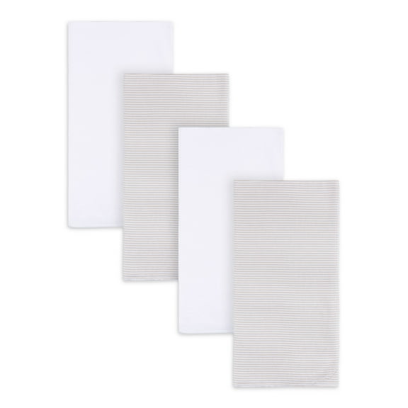 Gerber Baby Boy or Girl Unisex White Flannel Blankets, 4-Pack