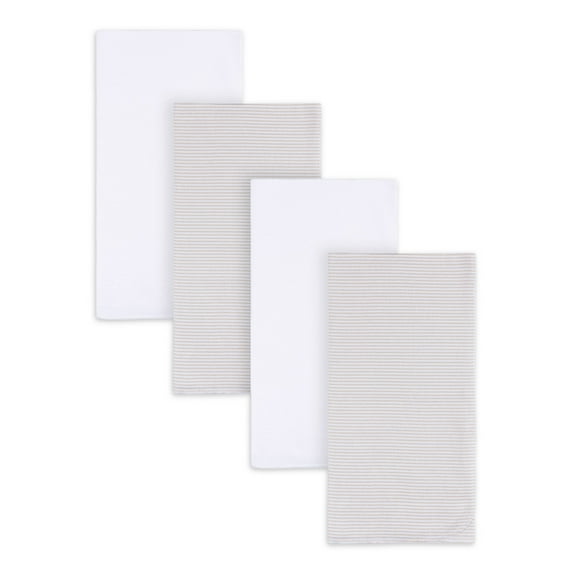 Gerber Baby Boy or Girl Unisex White Flannel Blankets, 4-Pack