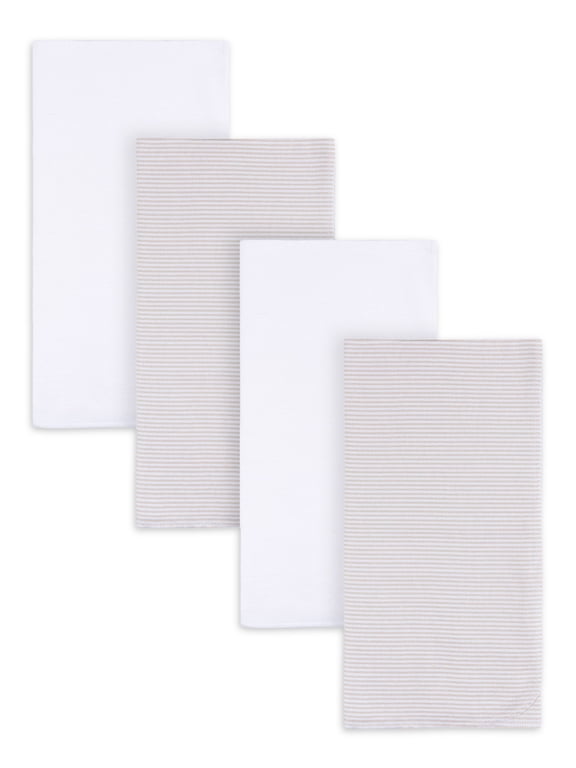 Baby Neutral Flannel Blankets, 4-Pack, One Size