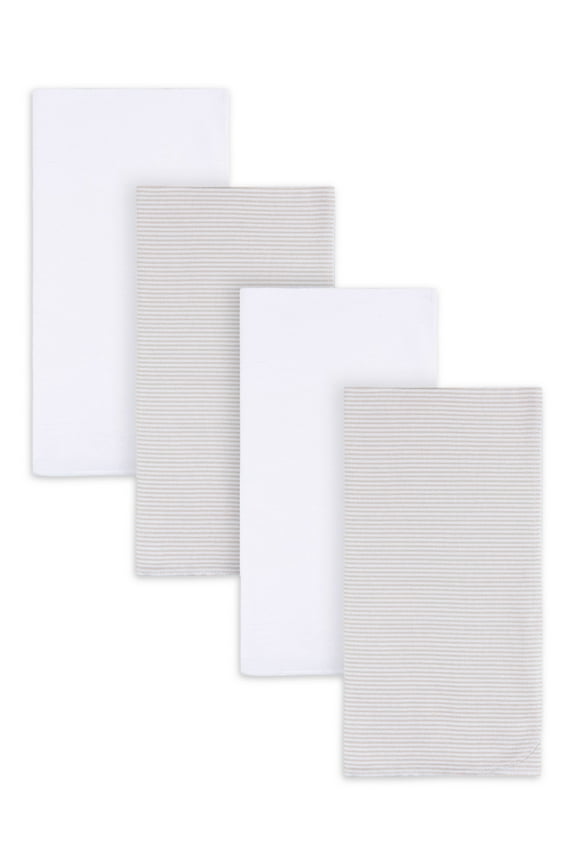 Baby Neutral Flannel Blankets, 4-Pack, One Size