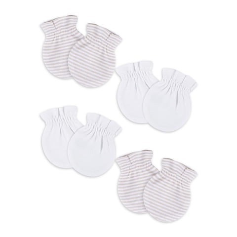 Baby Boy or Girl Neutral Adjustable Cotton Mittens, 4-Pack, 0/6 Months