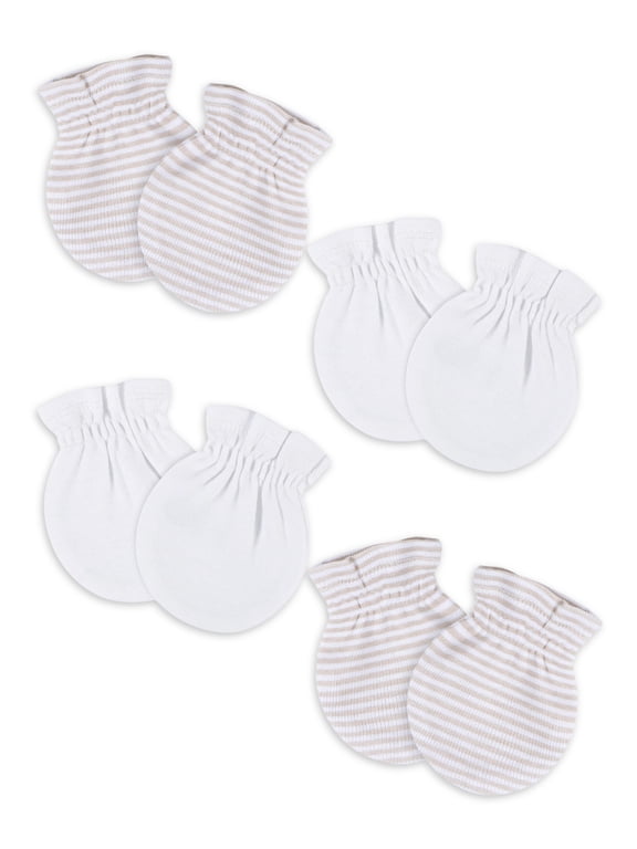 Baby Boy or Girl Neutral Adjustable Cotton Mittens, 4-Pack, 0/6 Months