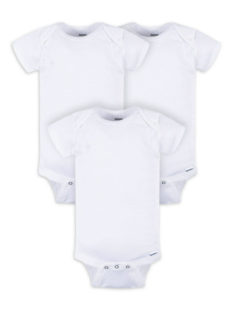 Gerber Baby Boy or Girl Unisex White Short Sleeve Cotton Bodysuit