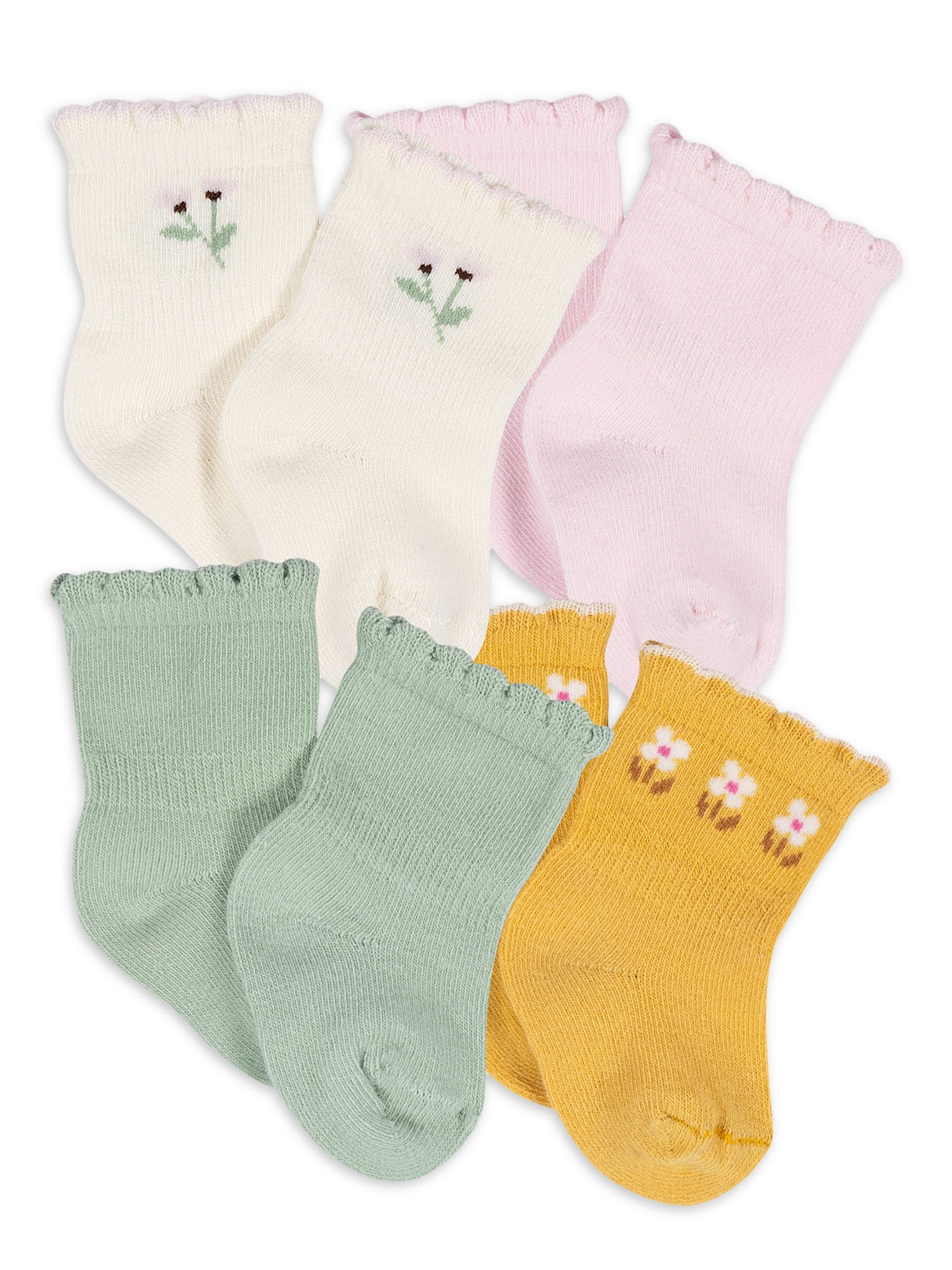 Gerber Baby Girl Wiggle Proof Socks, 4-Pack (Newborn - 0/6M) 