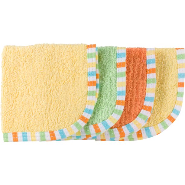 Gerber Baby Boy or Girl Unisex Woven Terry Solid Washcloths, 4Pack
