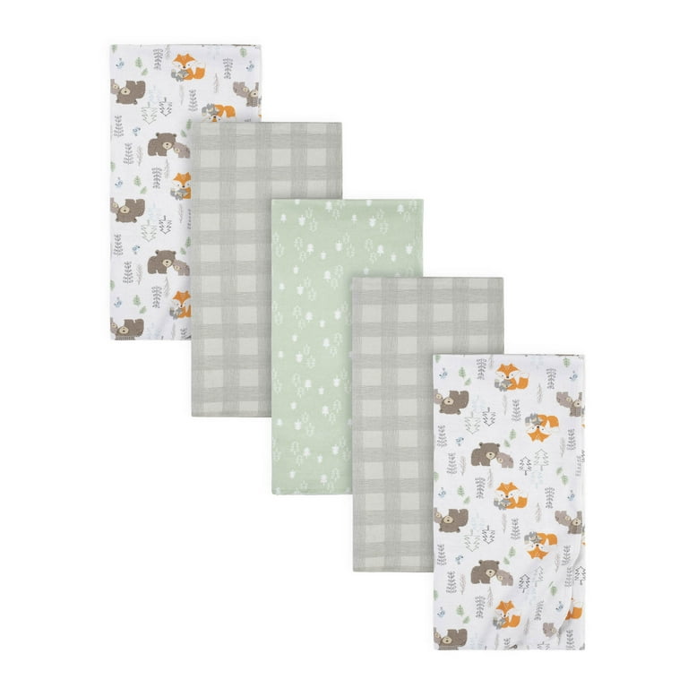 Gerber Baby Boys 100% Cotton Flannel Receiving Blankets, 5-Pack