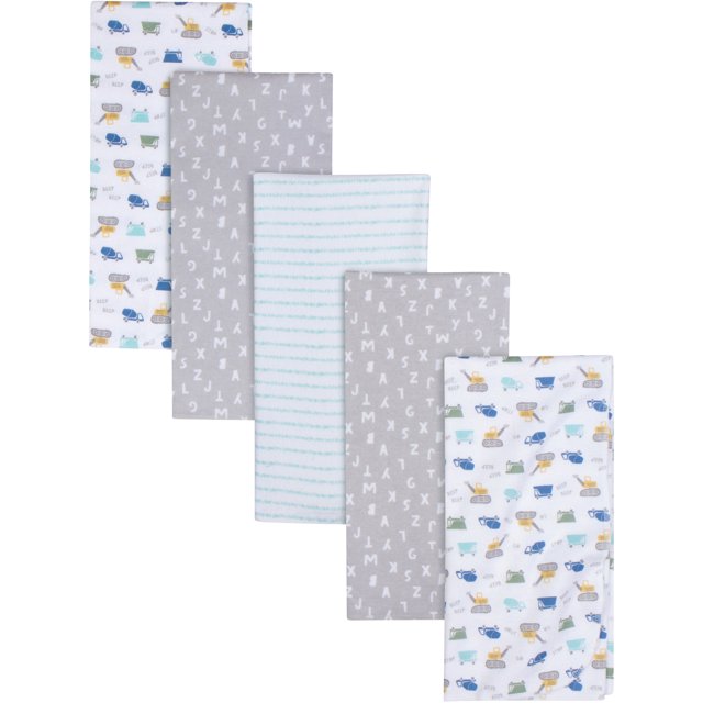 Gerber Baby Boys 100 Cotton Flannel Receiving Blankets, 5Pack