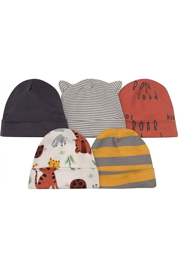 Baby Boys' 5-Pack Caps - Orange Safari