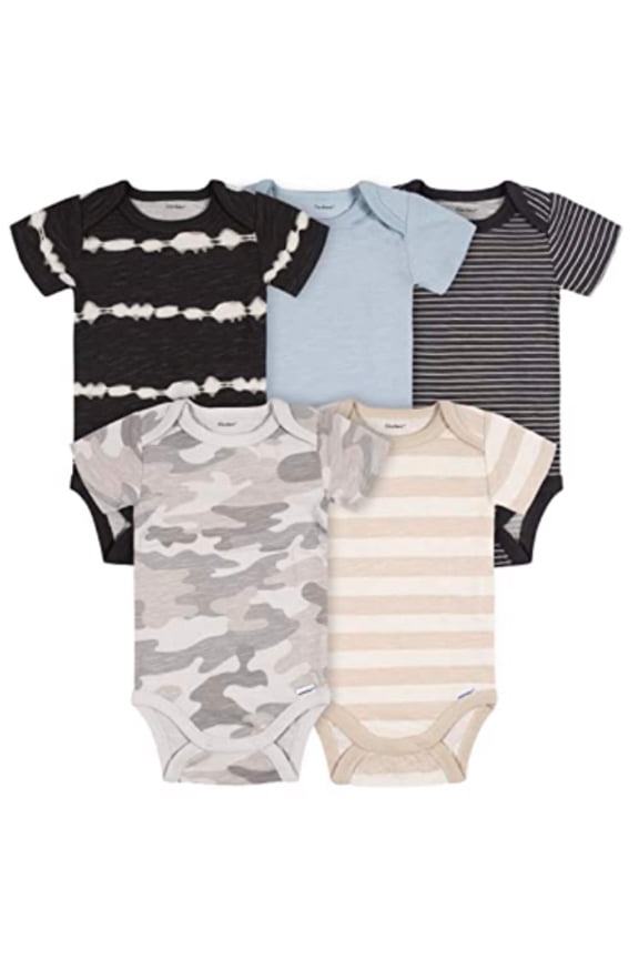 Gerber Baby Boys 5-Pack Short Sleeve Variety Onesies Bodysuits Grey Bear Newborn 08685