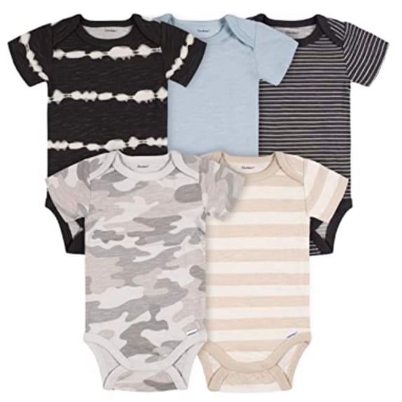 Gerber Baby Boys 5-Pack Short Sleeve Variety Onesies Bodysuits Grey Bear Newborn 08685