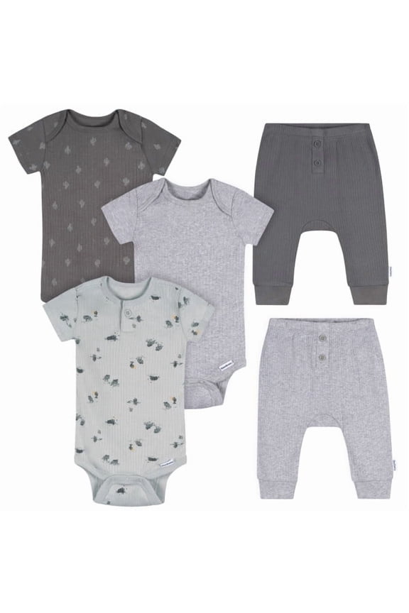 Baby Boys' 5-Piece Bodysuits & Pants Set, Western Adventure, 0/3 Months - 9 Months