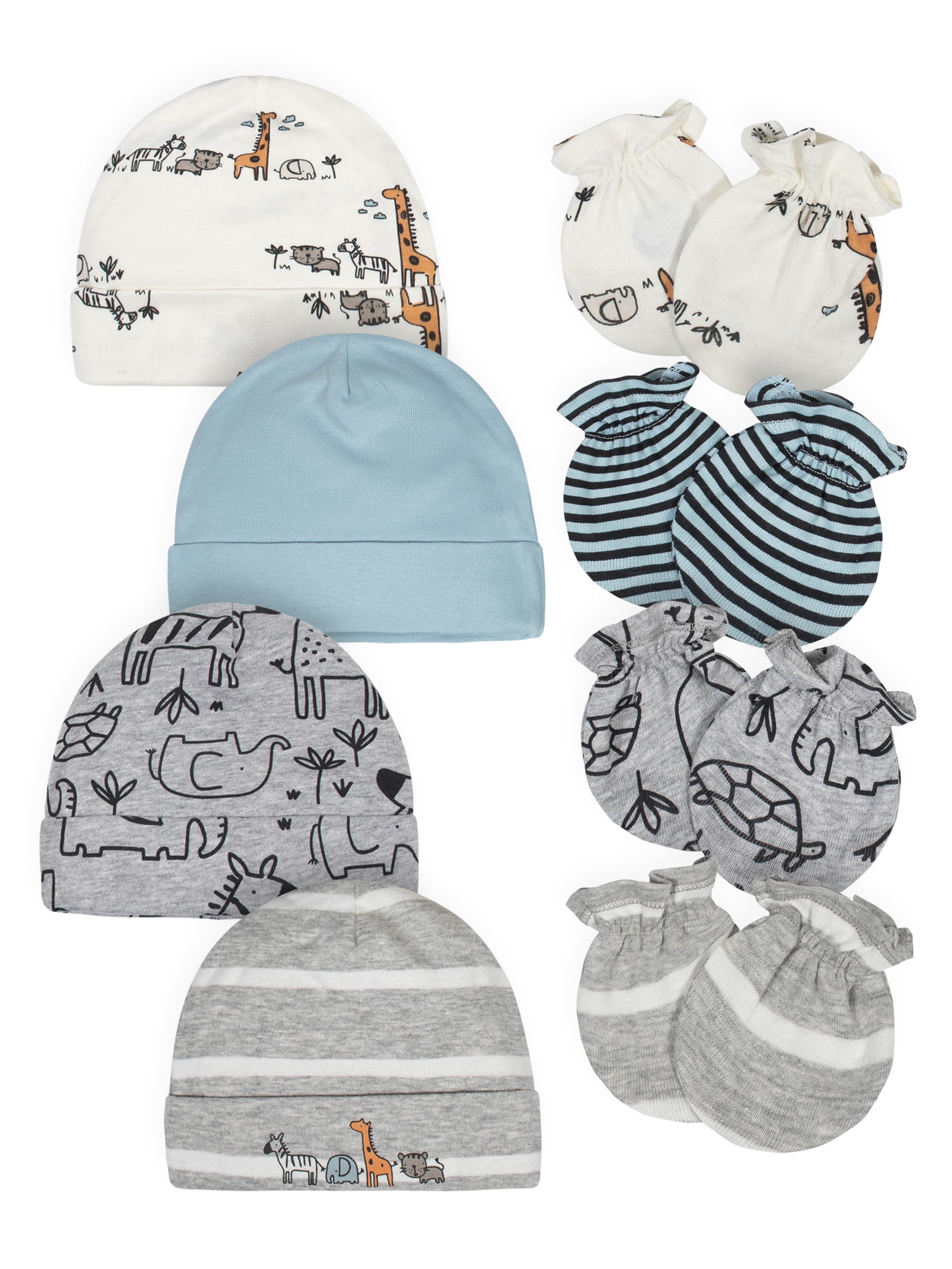 Gerber Baby Boys Caps & Mittens Set, 8Piece