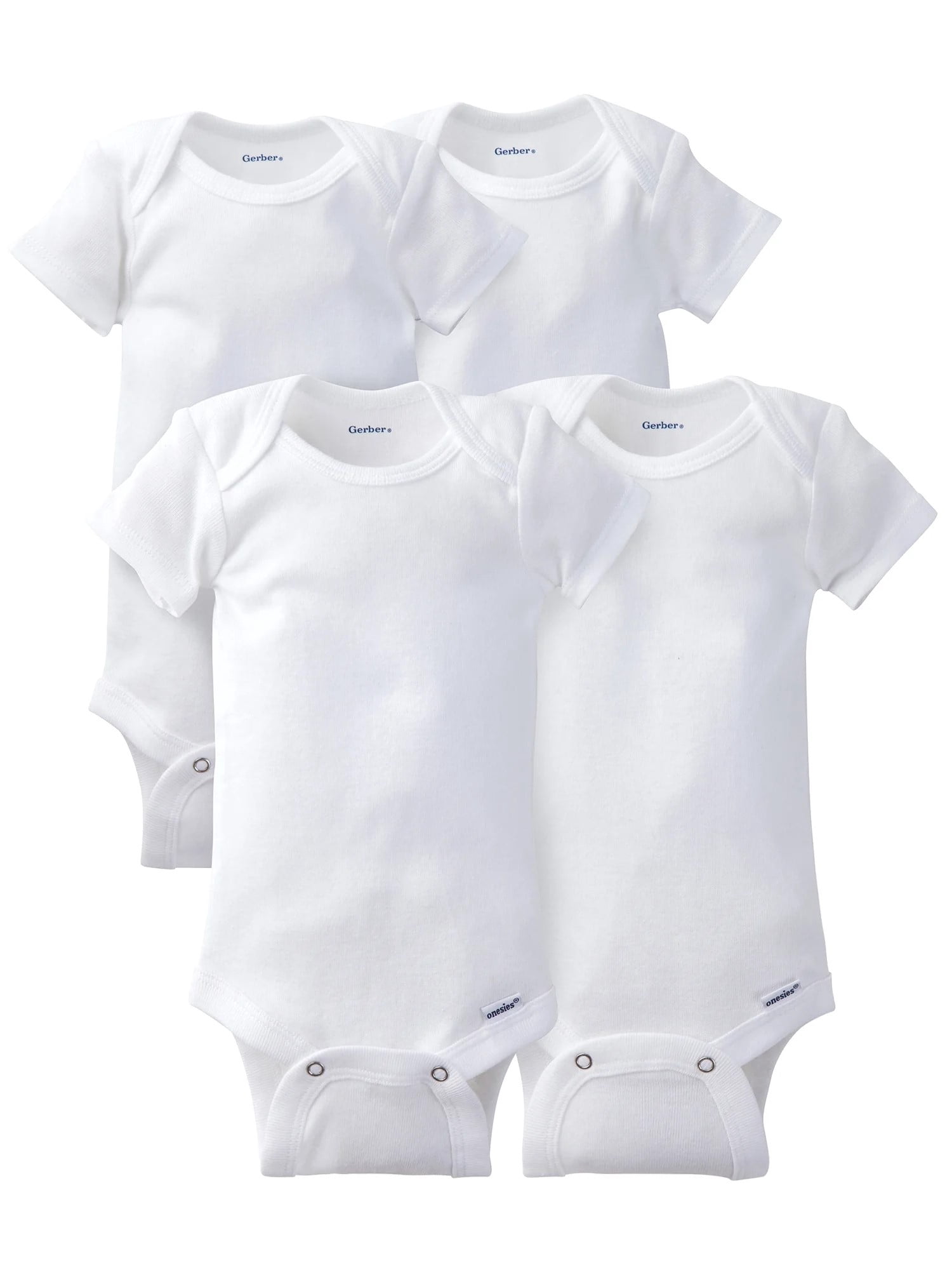 Gerber Baby Boys & Girls Short Sleeve Bodysuit, 4 Pack & 8 Pack, Preemie-24 Months