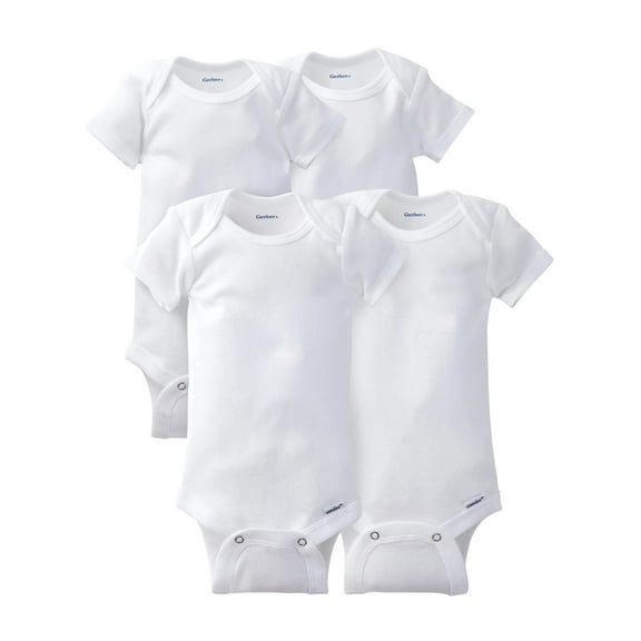 Gerber Baby Boys & Girls Short Sleeve Bodysuit, 4 Pack & 8 Pack, Preemie-24 Months