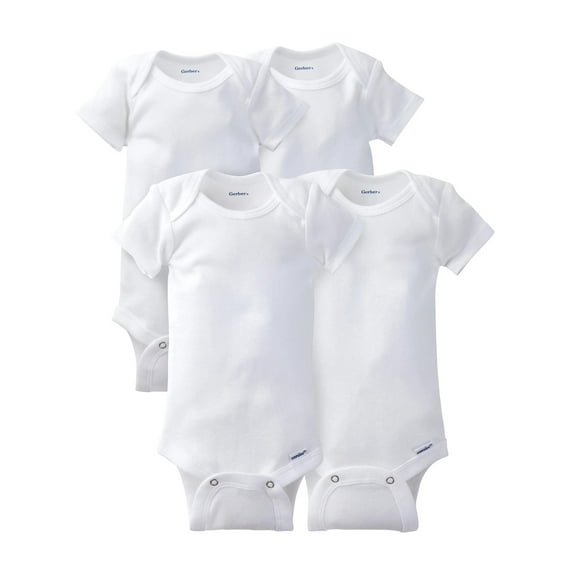 Gerber Baby Boys & Girls Short Sleeve Bodysuit, 4 Pack & 8 Pack, Preemie-24 Months