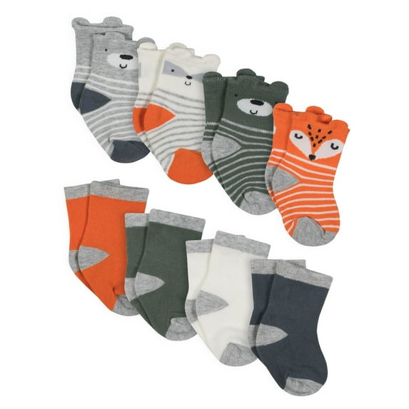 Gerber Baby Boys Jersey Crew Wiggle Proof Socks, 8-Pack