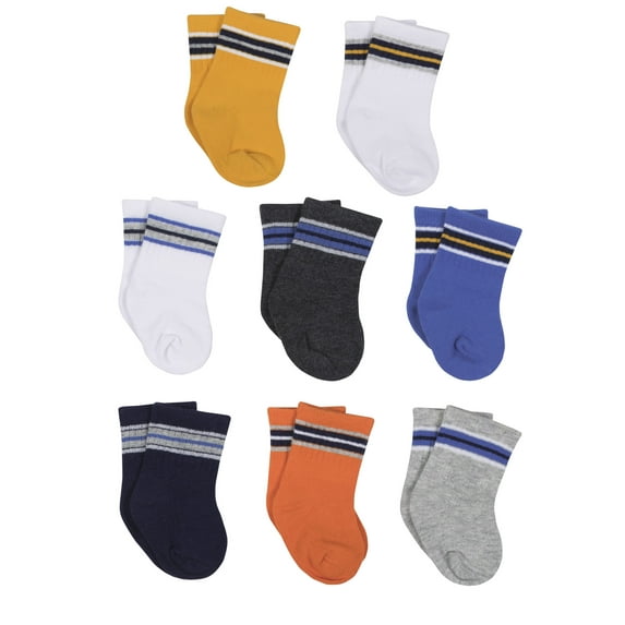 Gerber Baby Boys Jersey Crew Wiggle Proof Socks, 8-Pack