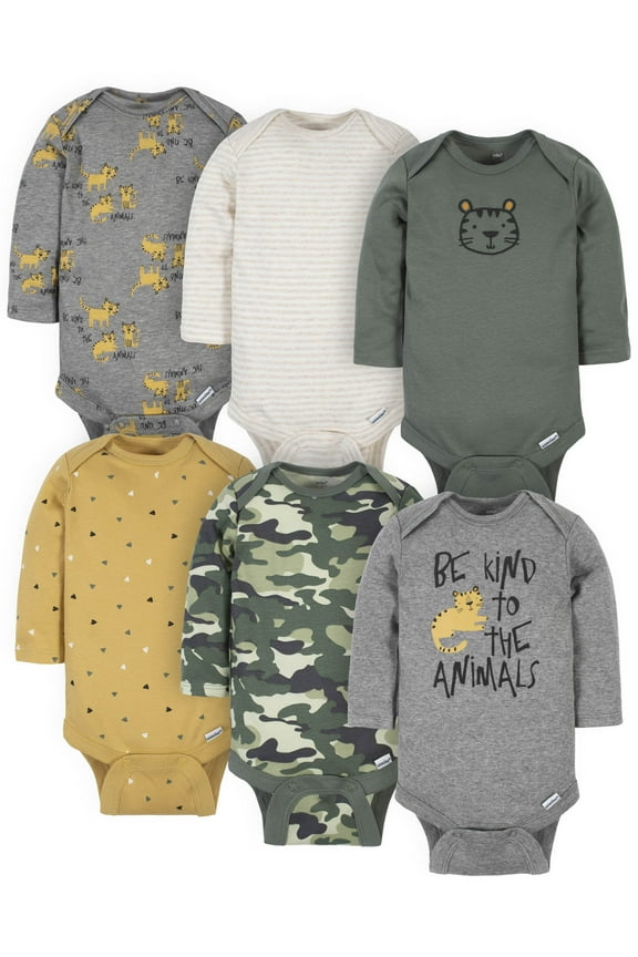 Baby Boys' Long Sleeve Onesies Bodysuits, 6-Pack