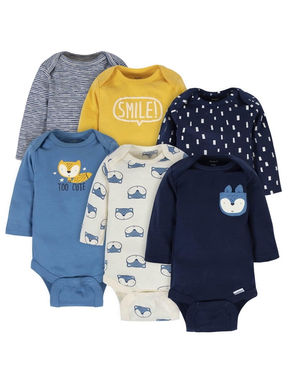 Baby Boys' Long Sleeve Onesies Bodysuits, 6-Pack
