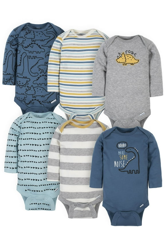 Baby Boys' Long Sleeve Onesies Bodysuits, 6-Pack