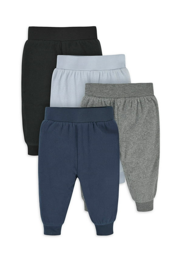 Baby Boys Microfleece Pants, 4-Pack, (Newborn - 24 Months)