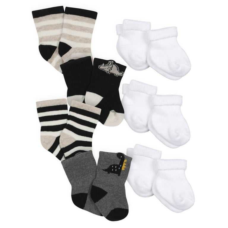 Gerber Baby Boys Organic Wiggle-Proof Crew Socks, 10-Pack