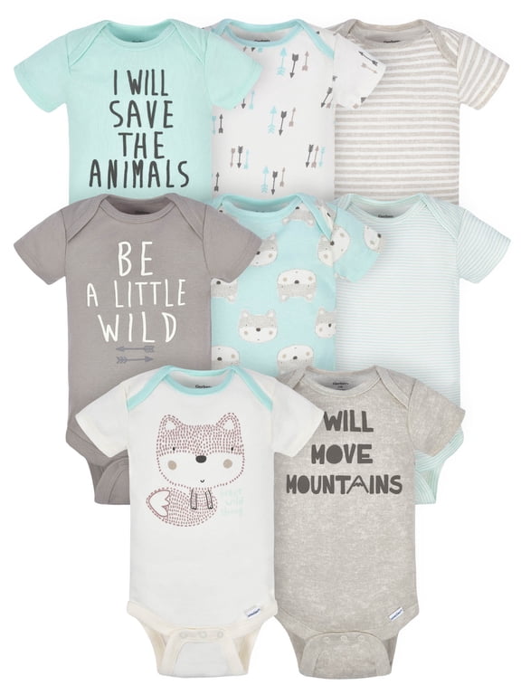 Baby Boys' Short Sleeve Onesies Bodysuits, 8-Pack