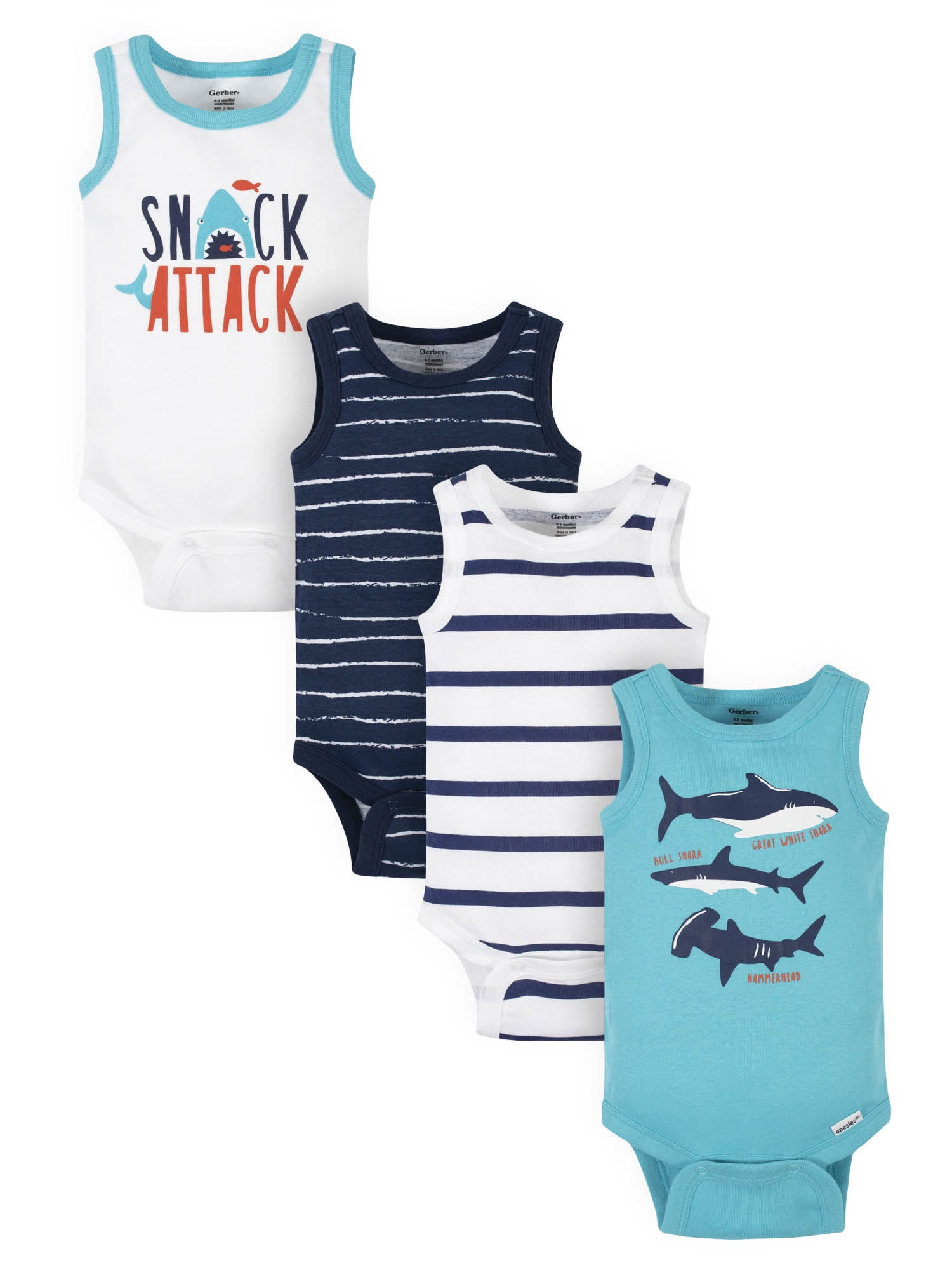 Gerber Baby Boys Tank Onesies Brand Bodysuits, 4Pack