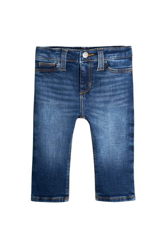 Baby Boys' and Girls' Denim Straight Fit Jeans with Elastic Back