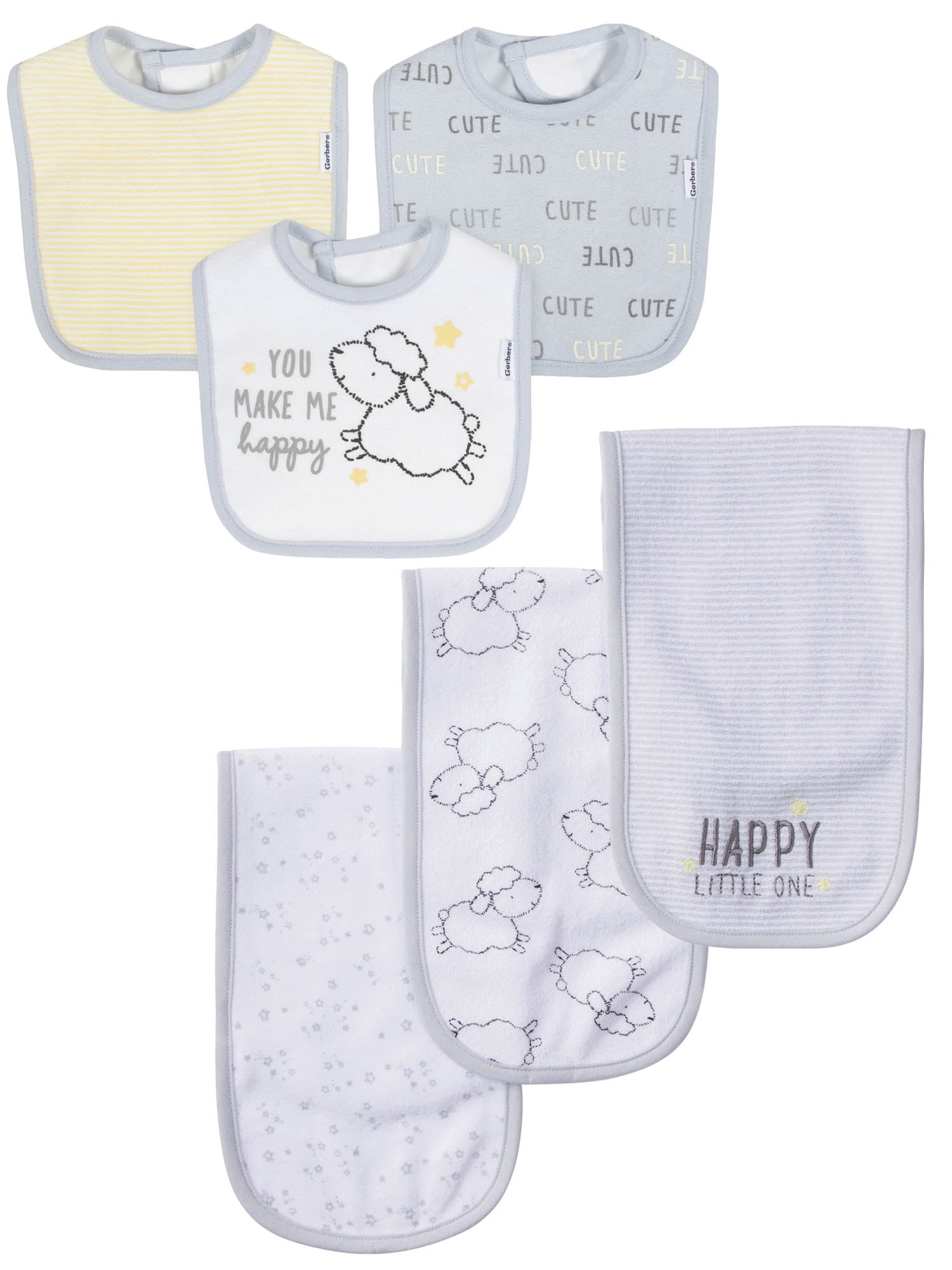 Gerber Baby Boys or Baby Girls Gender Neutral Terry Bibs and Burp