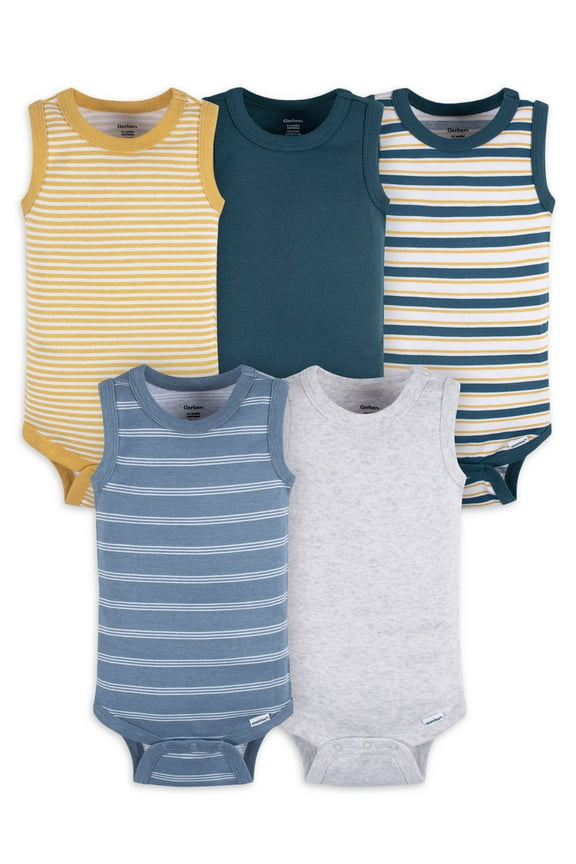 Baby Boys or Girls Casual Sleeveless Bodysuits, 5-Pack, Sizes 0/3 Months- 24 Months