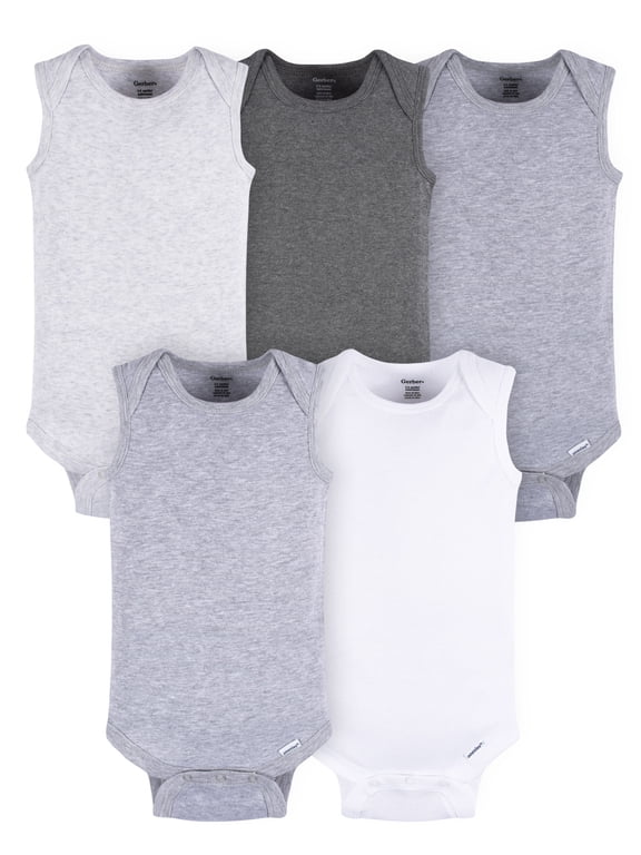 Baby Boys or Girls Casual Sleeveless Bodysuits, 5-Pack, Sizes 0/3 Months- 24 Months