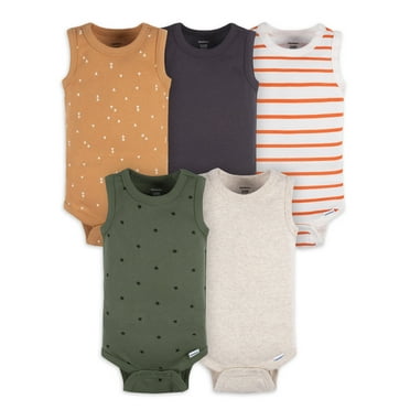 Gerber Baby Boys or Girls Casual Sleeveless Bodysuits, 5-Pack, Sizes 0/3 Months- 24 Months