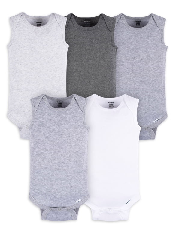 Baby Boys or Girls Casual Sleeveless Bodysuits, 5-Pack, Sizes 0/3 Months- 24 Months