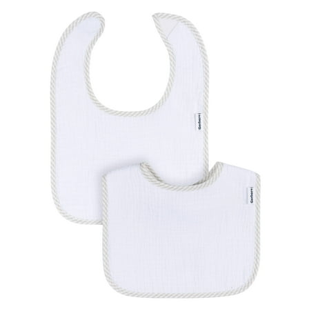 Gerber Baby Boys or Girls White Bibs, 2-Pack, One Size