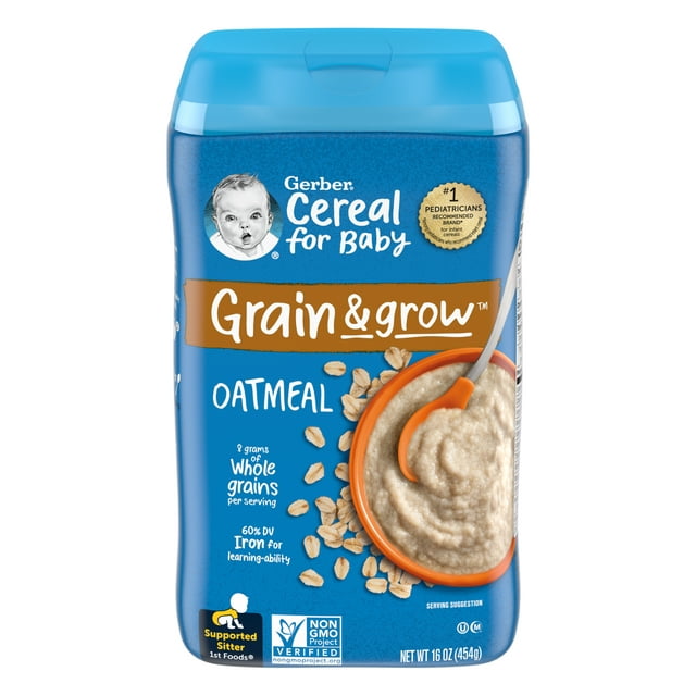 Gerber Baby Cereal 1st Foods, Supported Sitter, Grain & Grow, Oatmeal, Clean Label Project, 15 Oz