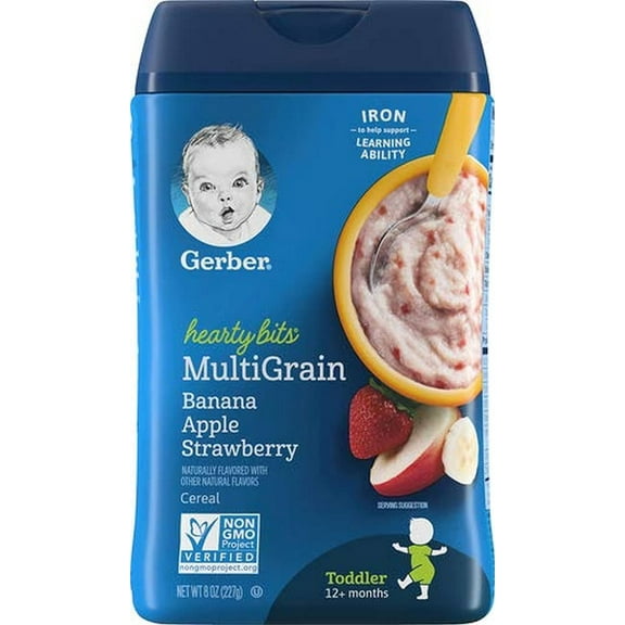 Gerber Baby Cereal Hearty Bits Multigrain Cereal Banana Apple Strawberry - 8 Ounce, 2 Count