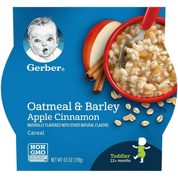 Gerber Baby Cereal, Oatmeal & Barley, Apple Cinnamon, 4.5 Ounce, 2 Count