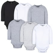 Gerber Baby Gender Neutral Long Sleeve Onesies Bodysuits, 6-Pack, Sizes Newborn - 12 Months