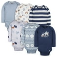 thumbnail image 1 of Gerber Baby Gender Neutral Long Sleeve Onesies Bodysuits, 6-Pack, Sizes Newborn - 12 Months, 1 of 8