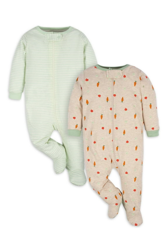 Baby Gender Neutral Sleep 'n Play Footed Pajamas, 2-Pack, 0/3 Months - 6/9 Months