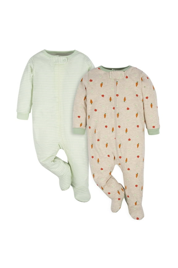 Baby Gender Neutral Sleep 'n Play Footed Pajamas, 2-Pack, 0/3 Months - 6/9 Months